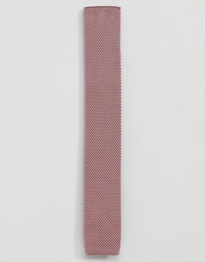 Twisted Tailor Knitted Tie In Dusty Pink - Pink