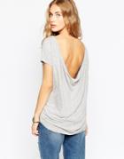 Asos T-shirt With Scoop Back - Gray