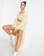 Adidas Originals 'relaxed Risqu ' Fluffy Knit Oversized Cardigan In Beige-neutral
