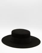 Catarzi Flat Top Wide Brim Hat - Black