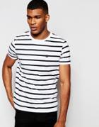 Asos Stripe T-shirt With Embroidery In White And Black