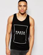 Asos Muscle Tank With Hasta La Vista Print - Black