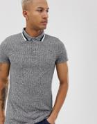 Asos Design Standard Longline Polo Shirt With Contrast Tipping In Interest Rib - Gray