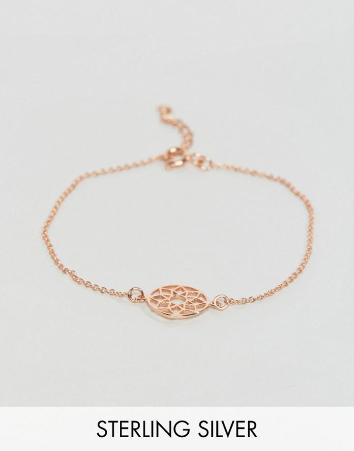 Asos Rose Gold Plated Sterling Silver Cut Out Disc Bracelet - Copper
