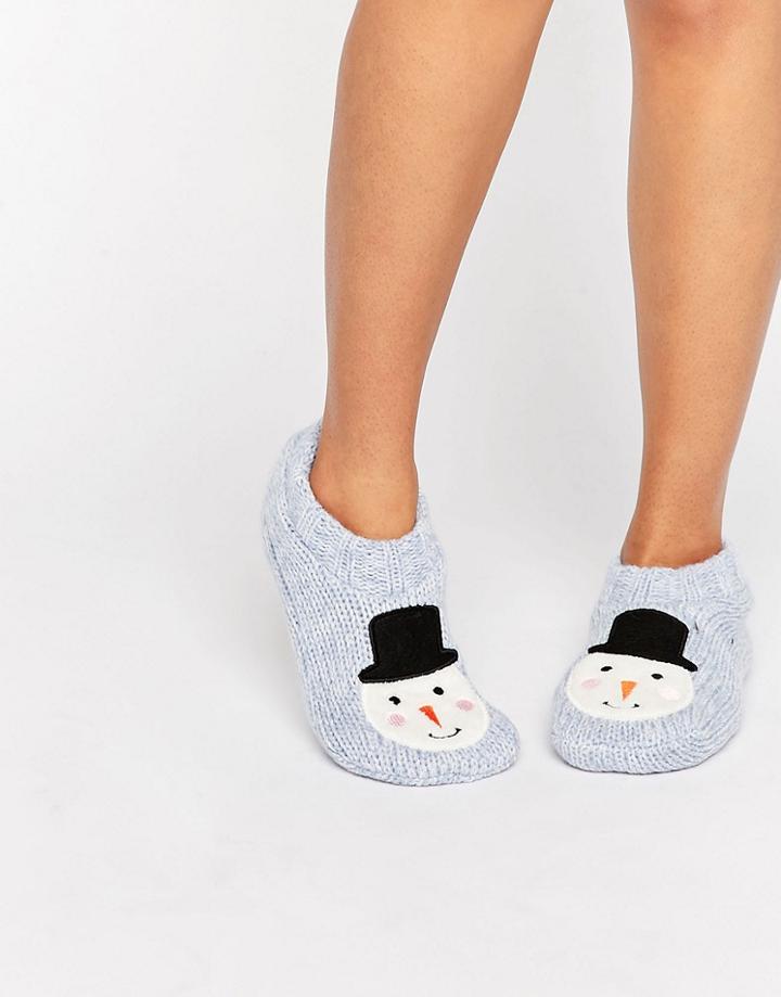 New Look Holidays Snowman Slipper Boot - Blue