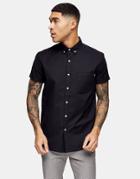 Topman Regular Oxford Shirt In Black-white