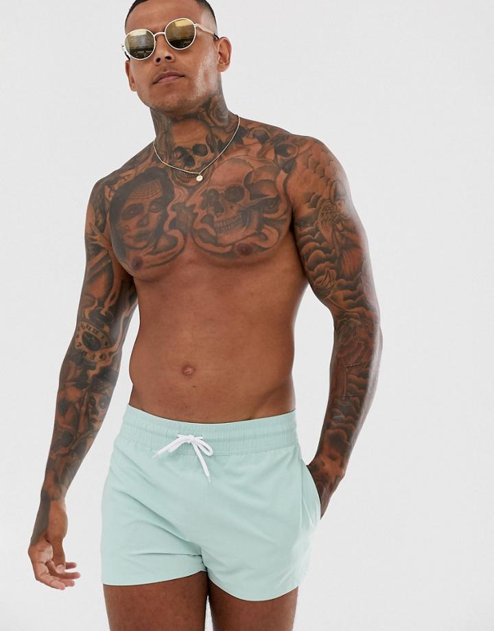 Asos Design Swim Shorts In Green Super Short Length - Green