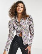 Only Shirt With Puff Sleeves In Floral Print-multi