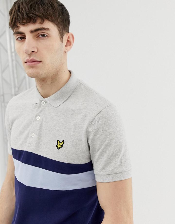 Lyle & Scott Yoke Stripe Polo Shirt - Gray