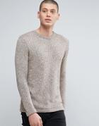 Minimum Crew Neck Two Tone Knit Sweater-beige