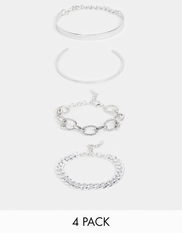 Ego Bracelet Multipack With Chain Links And Cuff In Silver
