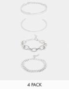 Ego Bracelet Multipack With Chain Links And Cuff In Silver
