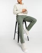 New Look Straight Fit Pants In Dark Green