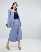 Asos Design Contrast Button Pastel Culotte - Blue