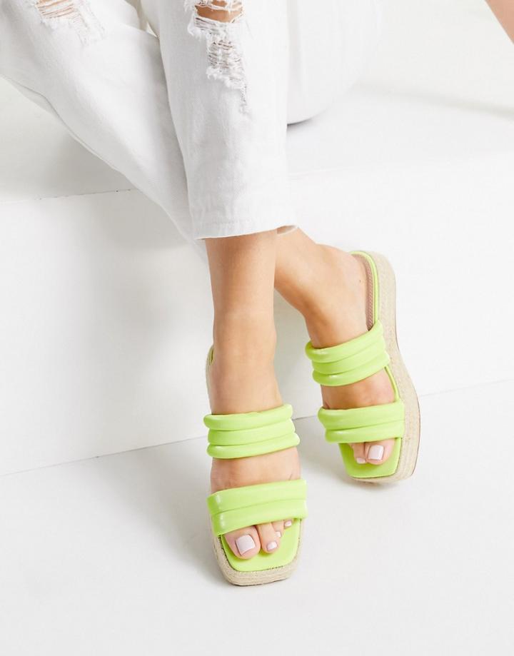 Asos Design Jumble Padded Espadrille Mules In Chartreuse-green