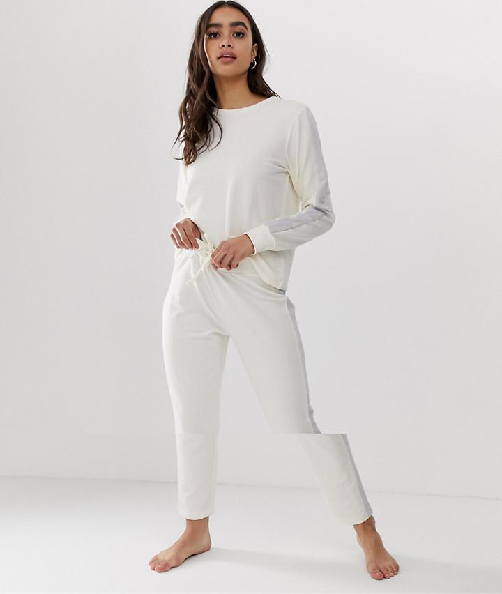 Asos Design Lounge Minimal Side Stripe Sweat & Jogger Set - Green