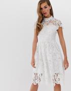 Club L Crochet Detail Skater Dress-white