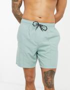 Asos Design Swim Shorts In Gray With Pintuck In Mid Length-grey