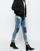 Only Coral Skinny Patch Knee Jeans - Blue