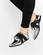 Asos Motor Pointed Flat Shoes - Silver