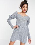 Love Triangle Mini Dress In Blue Micro-floral-multi