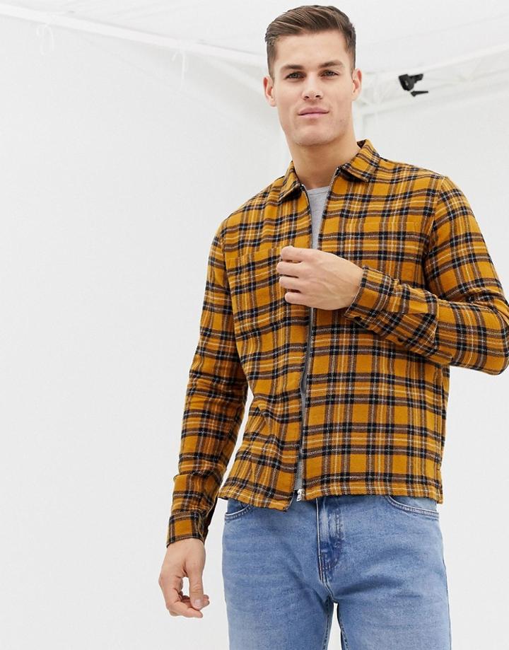New Look Over Shirt In Mustard Check - Yellow
