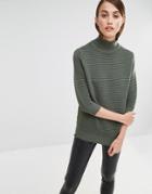 Selected Laua Ribbed Sweater With High Neck - Green
