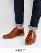 Asos Wide Fit Oxford Shoes In Tan Leather With Natural Sole - Tan