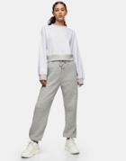 Topshop Waffle Sweatpants In Gray-grey