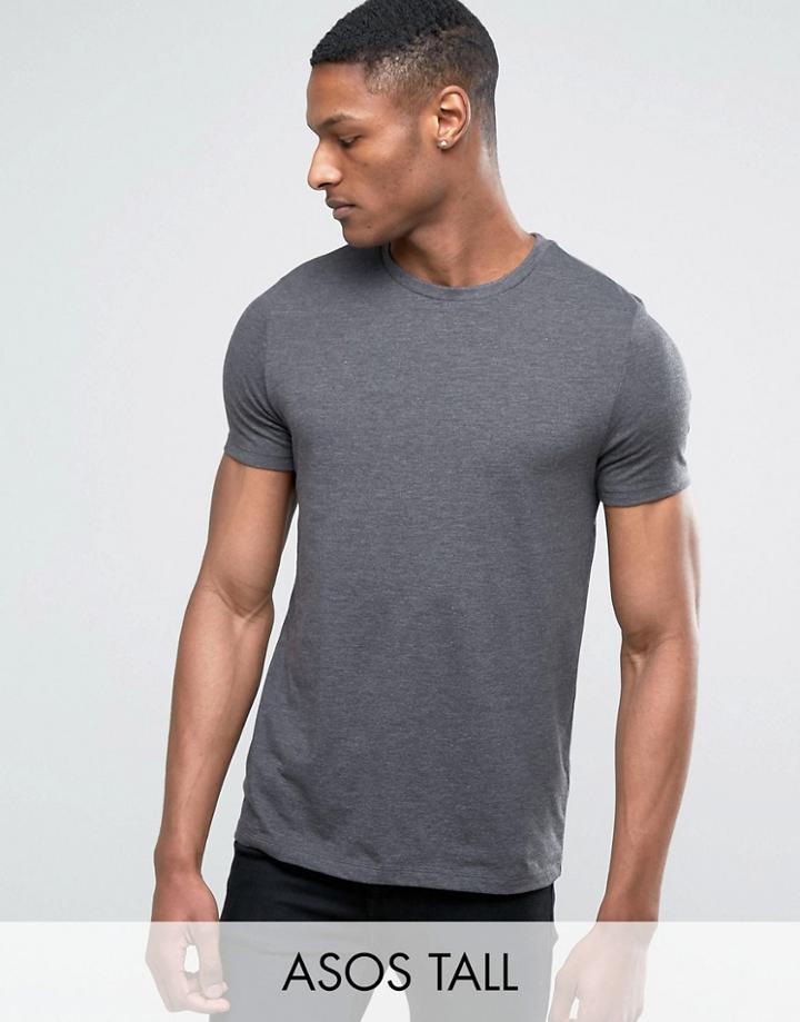 Asos Tall T-shirt With Crew Neck In Charcoal - Gray