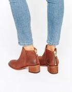 Office Amends Back Zip Leather Heeled Ankle Boots - Brown