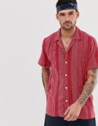 Asos Design Oversized Red Shirt With Stitch Texture Detail - Red