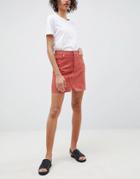 Asos Design Denim Pelmet Skirt In Rust - Brown