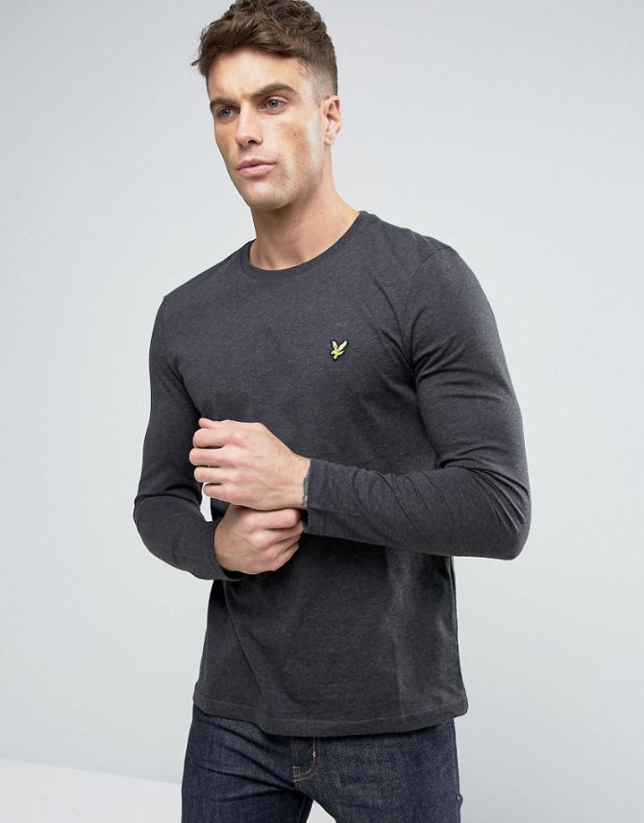 Lyle & Scott Long Sleeve Top Regular Fit Eagle Logo In Charcoal Marl -