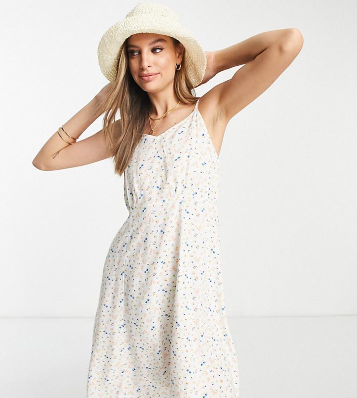 Pieces Tall Exclusive Cami Mini Dress In White Ditsy-multi