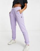 Adidas Originals Trefoil Essentials Logo Cuffed Sweatpants In Purple