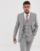 Burton Menswear Skinny Fit Suit Jacket In Gray Check-beige