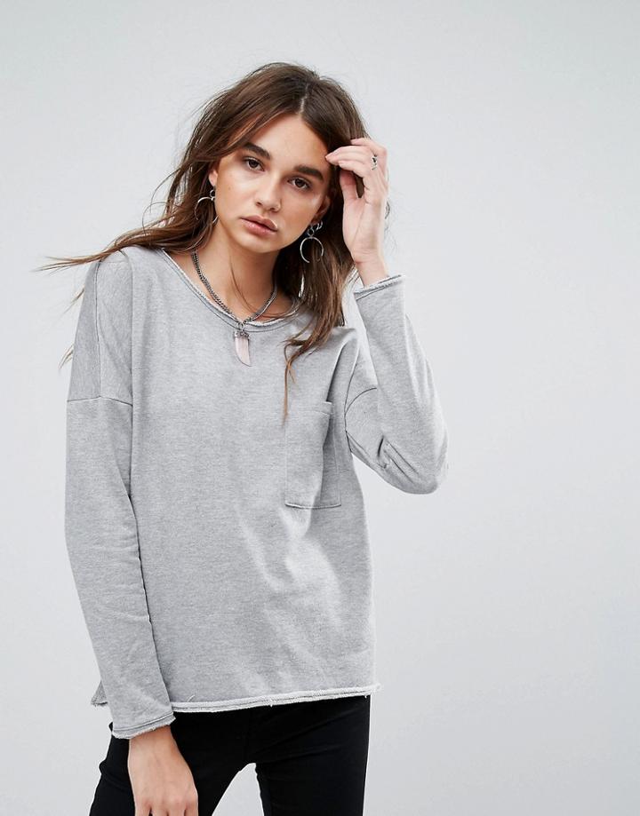Noisy May Christian Crew Neck Long Sleeved Top - Gray