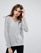 Noisy May Christian Crew Neck Long Sleeved Top - Gray