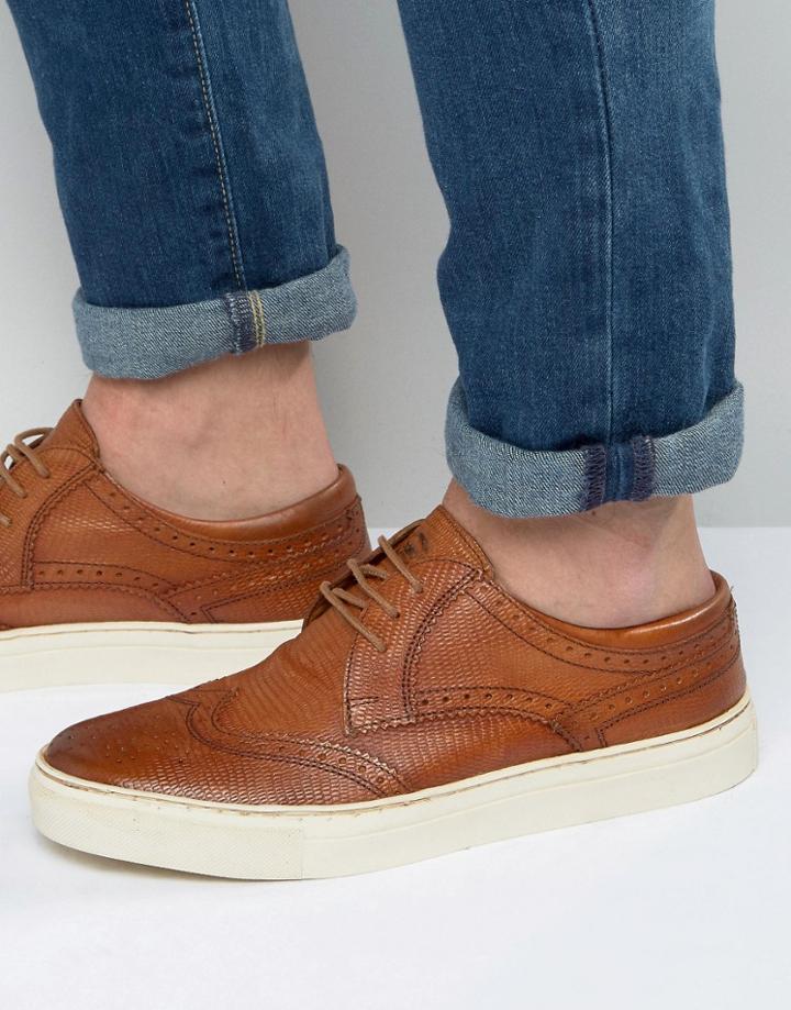 Base London Costello Oxford Brogue Shoes - Tan
