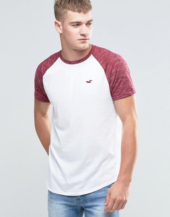 Hollister T-shirt With Contrast Raglan Sleeve In White In Slim Fit - White
