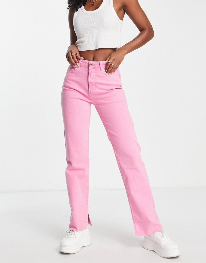 Only Emily Flare Side Split Jean In Bright Pink