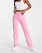 Only Emily Flare Side Split Jean In Bright Pink