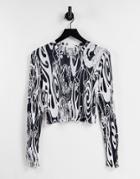 Weekday Sena Organic Cotton Manga Print Top In Black And White-multi