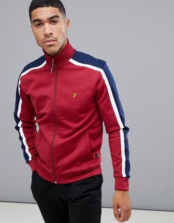 Farah Sport Farne Zip-thru Track Jacket In Red - Red