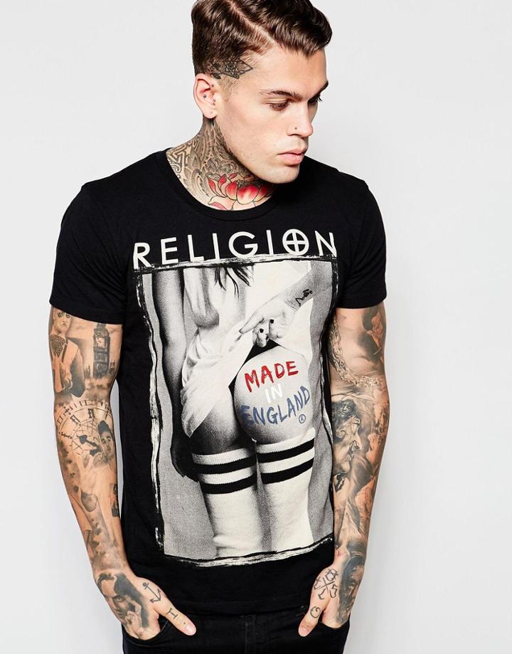 Religion T-shirt With Made In England Print - Black