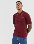 Fred Perry X Miles Kane Tipped Pique Polo In Burgundy - Red