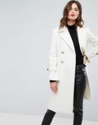 Forever New Longline Frill Coat - Cream