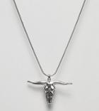 Sacred Hawk Necklace With Ram Head Pendant - Silver