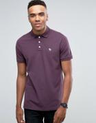 Abercrombie & Fitch Pique Polo Stretch Slim Fit Icon Logo In Plum - Red